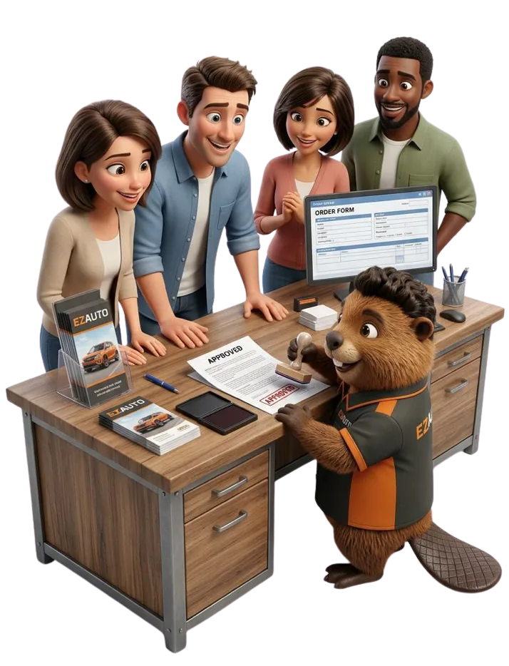 Mr. EZ approving deals with customers — EZ AUTO Lakeland